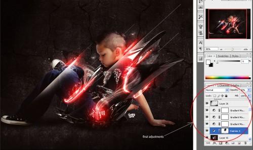 Photoshop实现的高亮光照效果的小男孩