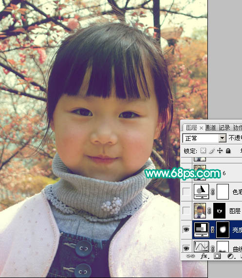 ps将室外儿童照片调成可爱的粉红色