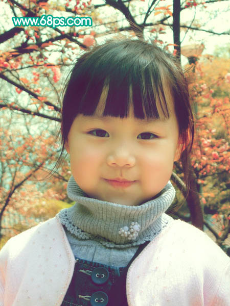 ps将室外儿童照片调成可爱的粉红色