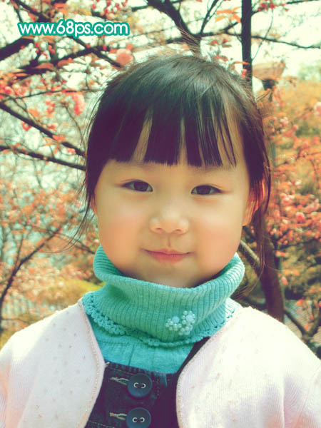 ps将室外儿童照片调成可爱的粉红色