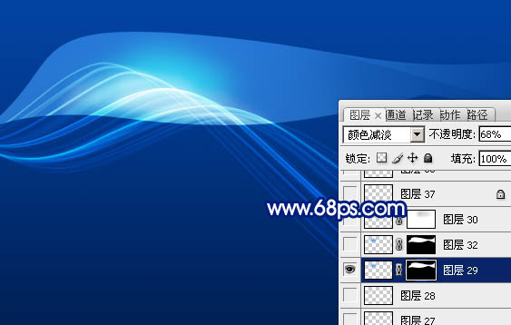Photoshop打造绚丽的蓝色曲线光束壁纸