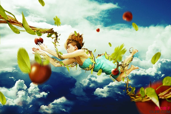 56-Final-Result Photoshop合成 苹果,蔓藤,女人场景
