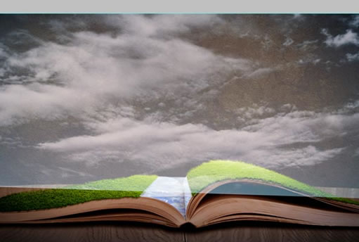 photoshop合成魔法书页中孩子们嬉戏的场景