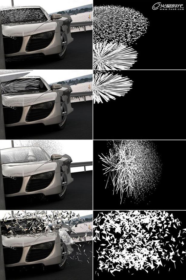 photoshop制作图片中奥迪R8撞毁的效果