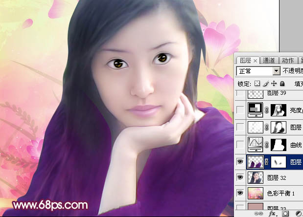 photoshop将失真的手机美女照片转为粉红色仿手绘效果