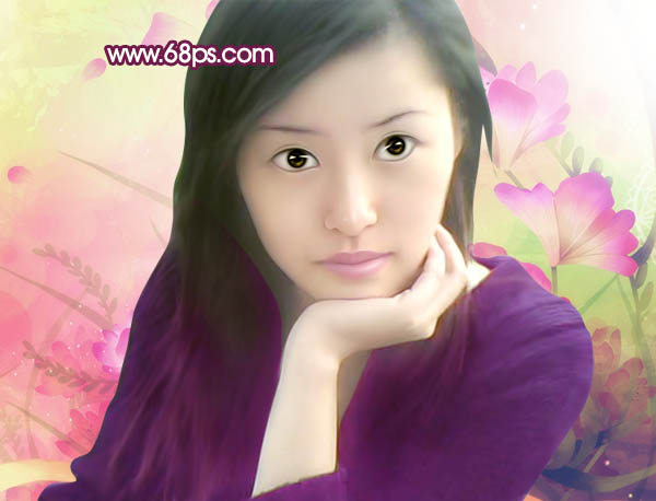 photoshop将失真的手机美女照片转为粉红色仿手绘效果