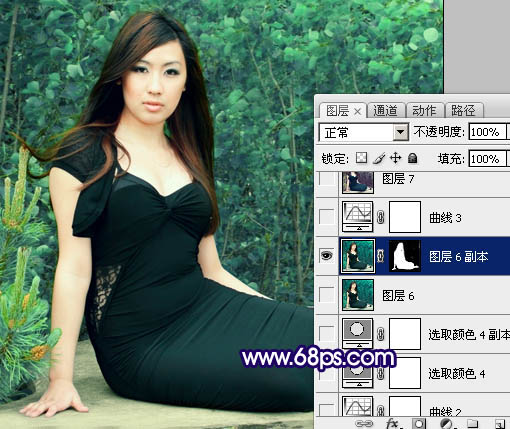 Photoshop调出外景人物照片高雅深蓝色