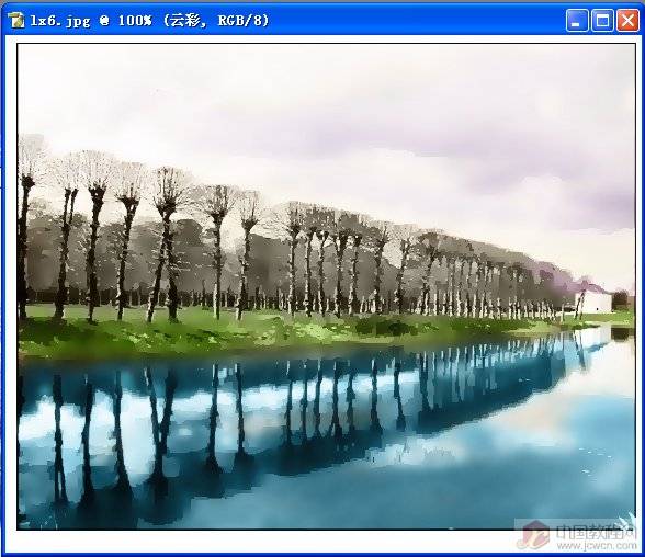 Photoshop将风景照片处理成水彩诗意画