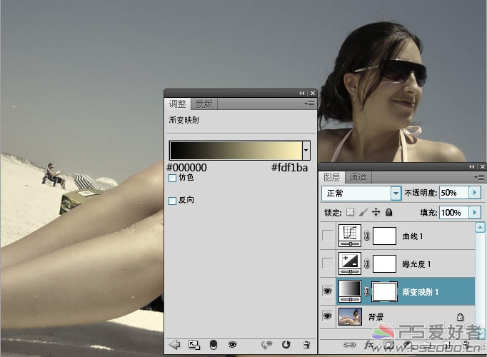 ps快速调出外女孩照片古典暗调青黄色