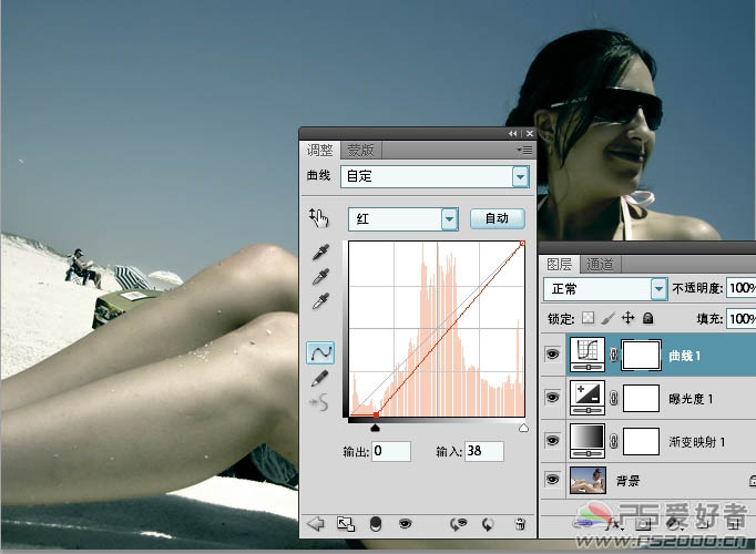 ps快速调出外女孩照片古典暗调青黄色