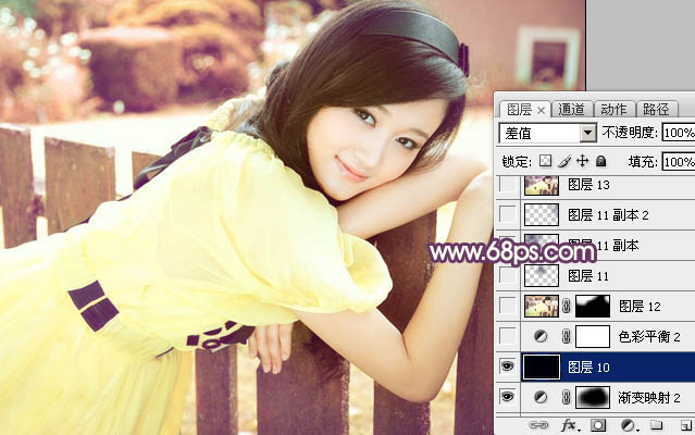 Photoshop将外景人物图片调成甜美的淡粉色