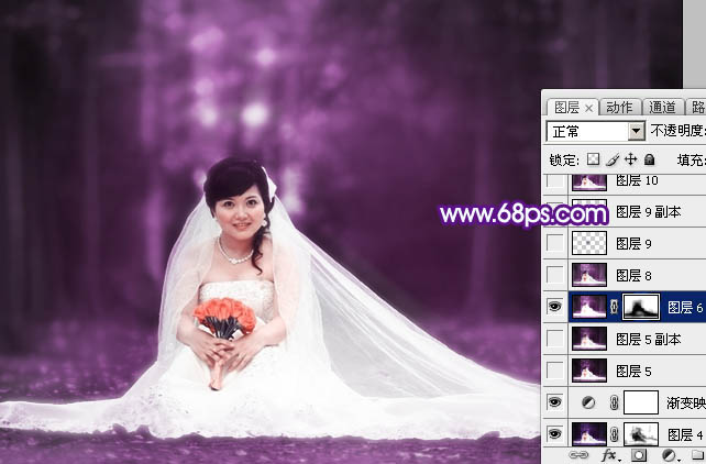Photoshop图片处理教程之打造超梦幻的紫色婚片