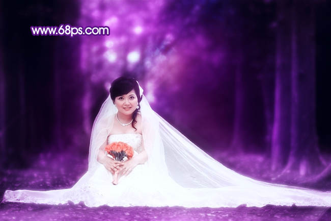 Photoshop图片处理教程之打造超梦幻的紫色婚片
