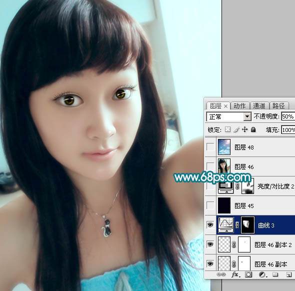 Photoshop将手机照片转为淡紫色轻手绘效果