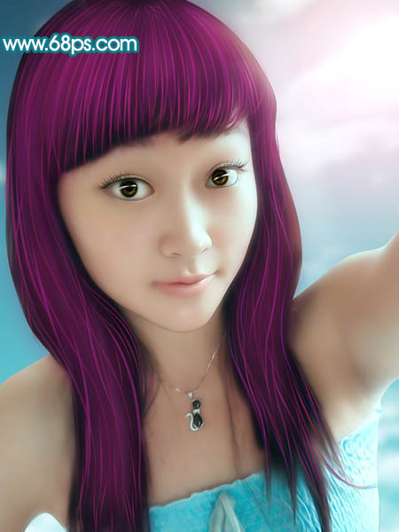 Photoshop将手机照片转为淡紫色轻手绘效果