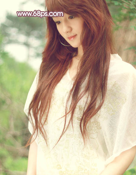 Photoshop将外景女孩图片调成清爽的黄褐色