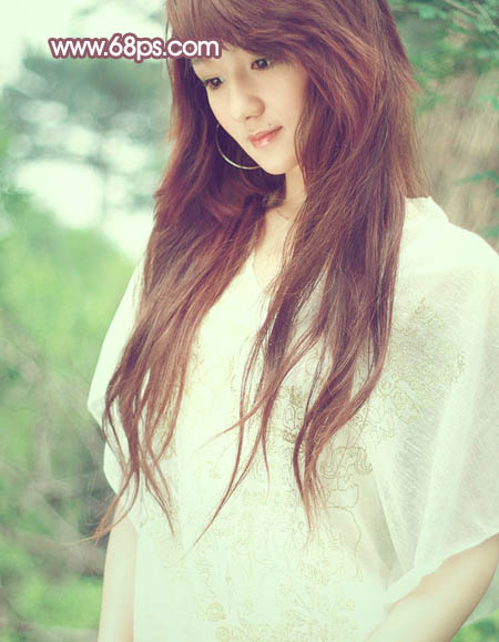 Photoshop将外景女孩图片调成清爽的黄褐色