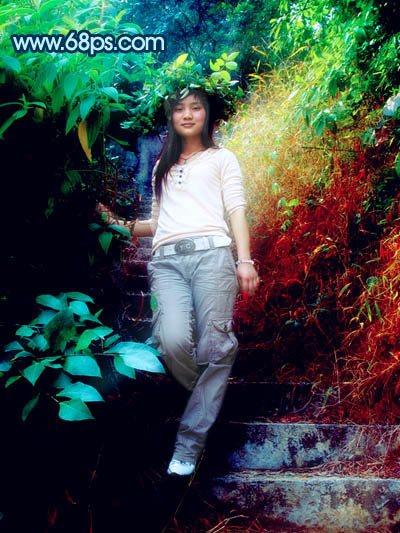 photoshop快速简化及美化外景人物图片中的复杂背景