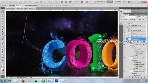 Photoshop 制作绚丽多彩的3D艺术字