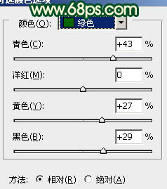 Photoshop将外景人物图片调成甜美的黄绿色