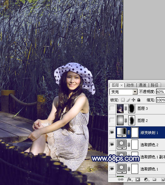 Photoshop打造暗调青紫色外景人物图片