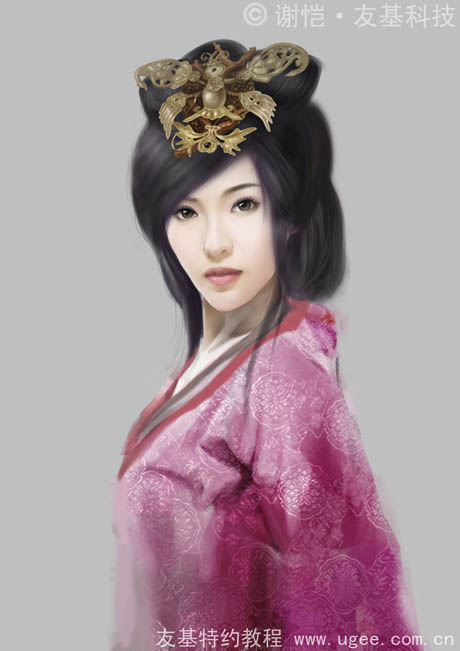photoshop鼠绘华丽的古典女生插画