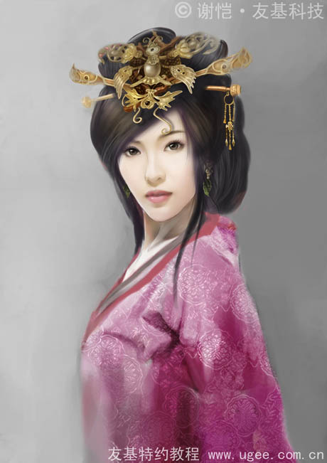 photoshop鼠绘华丽的古典女生插画