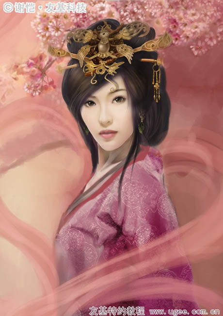 photoshop鼠绘华丽的古典女生插画
