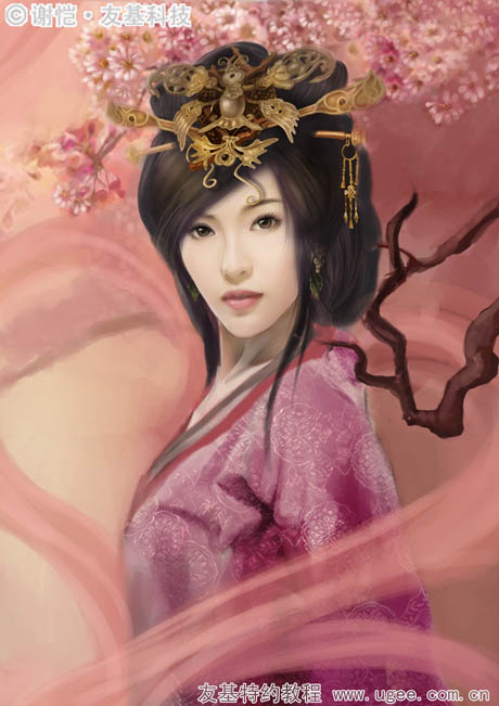 photoshop鼠绘华丽的古典女生插画