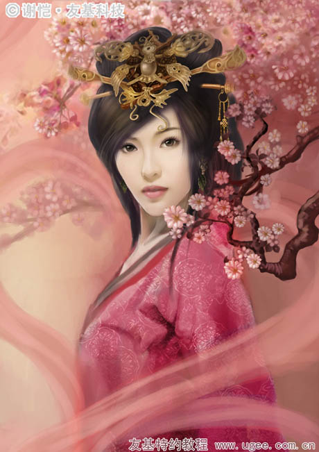 photoshop鼠绘华丽的古典女生插画