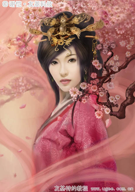 photoshop鼠绘华丽的古典女生插画