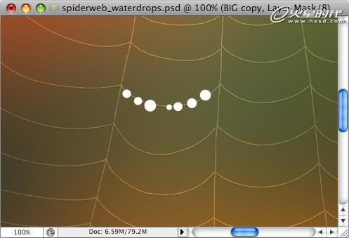 Photoshop打造挂满露珠的蜘蛛网