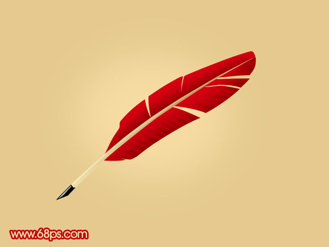 Photoshop打造简单的红色羽毛笔”