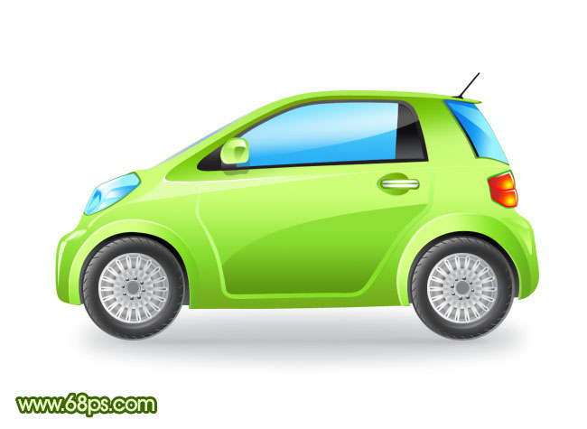 Photoshop制作一辆非常可爱的绿色小汽车”