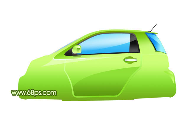 Photoshop制作一辆非常可爱的绿色小汽车