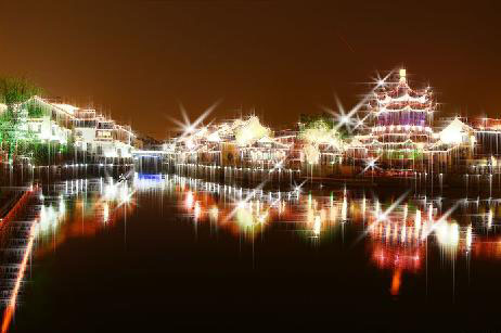 photoshop简单给夜景图片加上星光效果