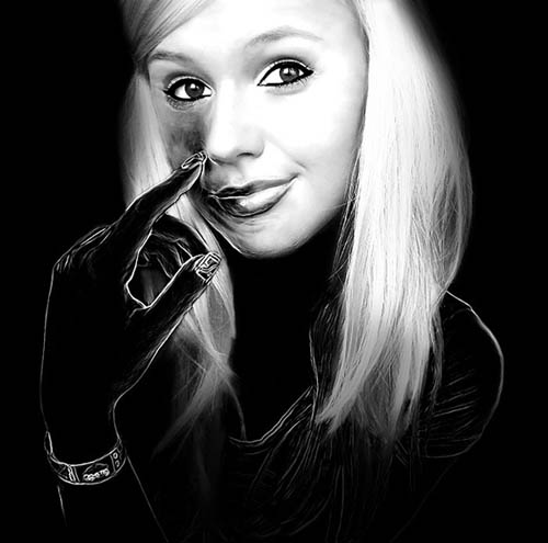 Photoshop将美女图片处理成光影艺术插画