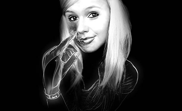 Photoshop将美女图片处理成光影艺术插画