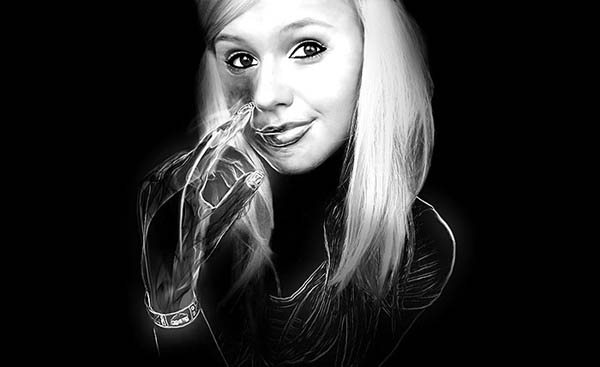 Photoshop将美女图片处理成光影艺术插画