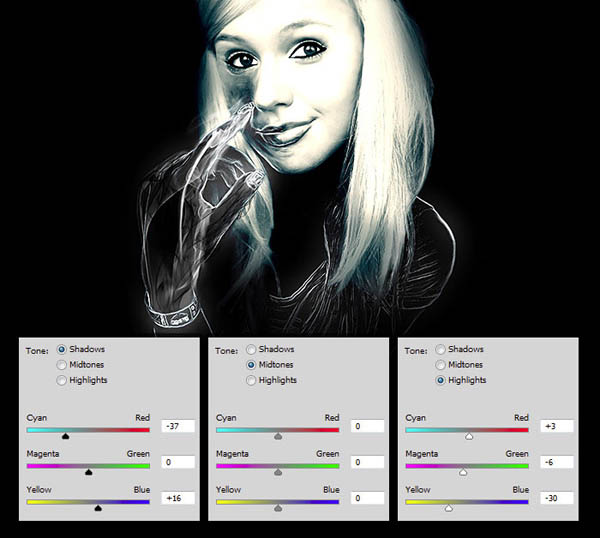 Photoshop将美女图片处理成光影艺术插画