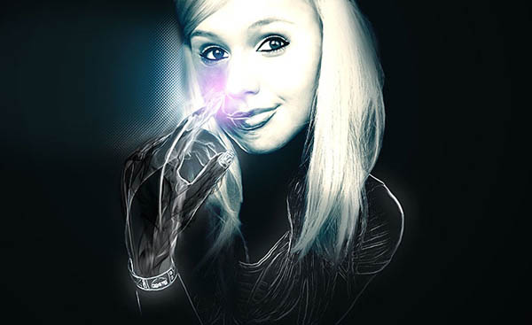 Photoshop将美女图片处理成光影艺术插画