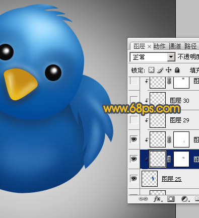 Photoshop下制作一只非常可爱的蓝色小鸟