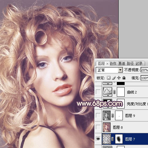 Photoshop将人物图片调成古典紫红色效果