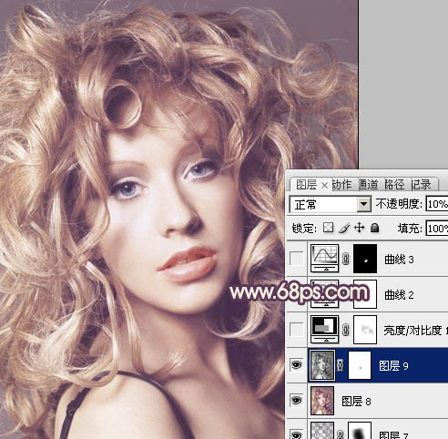 Photoshop将人物图片调成古典紫红色效果