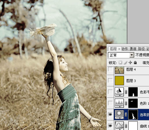 Photoshop将外景人物图片调成怀旧的淡黄色