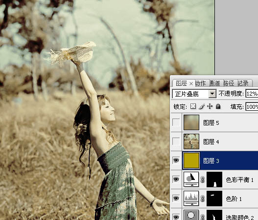 Photoshop将外景人物图片调成怀旧的淡黄色