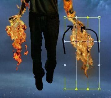 photoshop经典合成自喷火焰飞行的超人