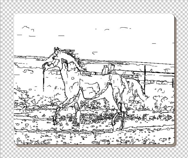 Photoshop把骏马图片转成彩色素描