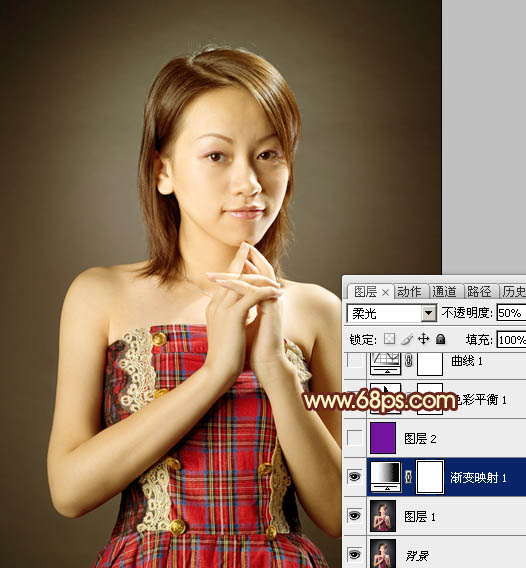 Photoshop调出室内人物图片柔和甜美的黄绿色