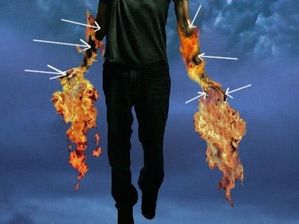 Photoshop合成飞天火焰人教程